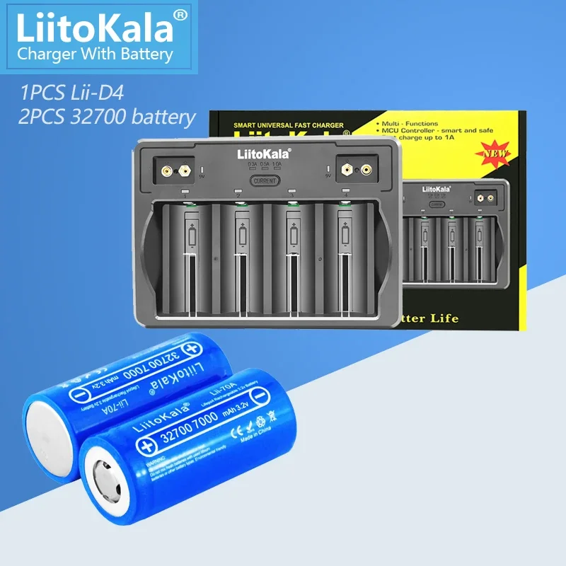 LiitoKala Lii-D4+2PCS Lii-70A 3.2V 32700 7000mah LiFePO4 Battery 35A Continuous Discharge Maximum 55A High power battery