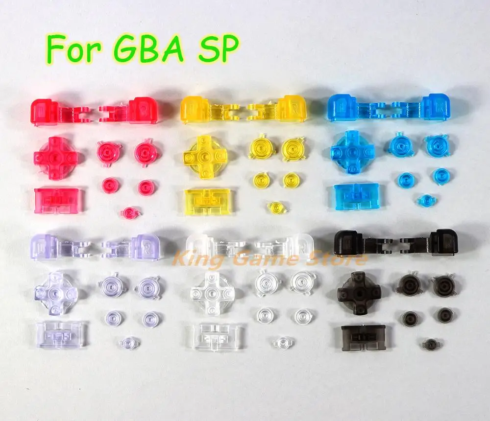 30sets Multicolor transparent clear Full Buttons Sets R L A B D-Pad For GameBoy Advance SP For GBA SP Replacement Repair Parts