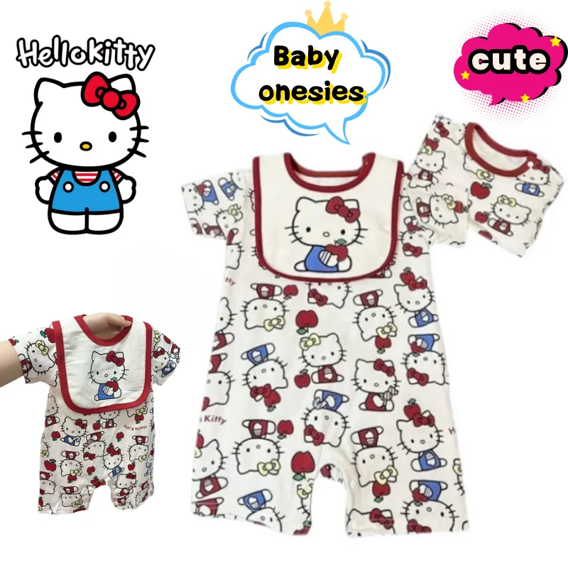 

Hello Kitty cute periphery baby one-piece summer personality print short sleeve shorts baby comfortable loose crawling wear