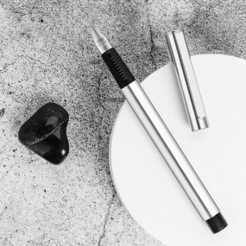 Caneta-tinteiro 0.38mm com Ponta Extra Fina, Metal Preto Intenso, para Escritório e Caligrafia