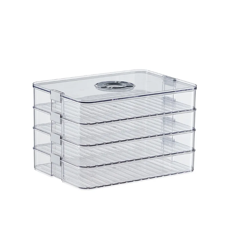 Dumpling Box Kitchen Household Multi-layer Stackable Dumpling Box PET Refrigerator Quick-frozen Storage Artifact