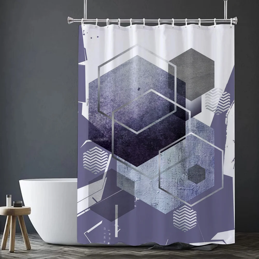 Geometric Shower Curtains Things for the Bathroom Accessories Folding Partition Bath Curtain Bedrooms Houses Rooms Quarto Home