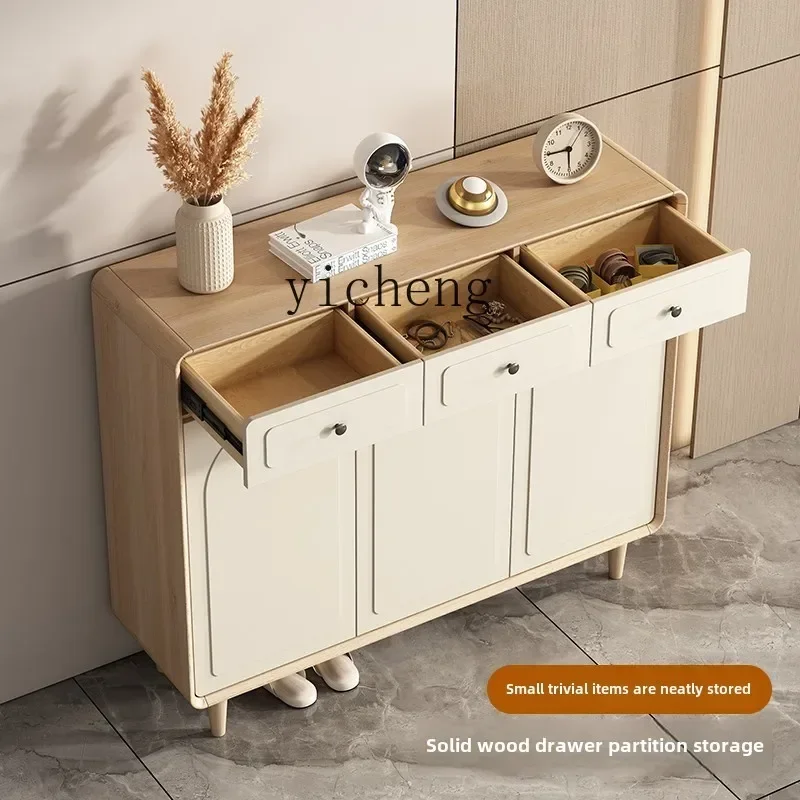 XL Nordic shoe cabinet solid wood frame home entrance entrance cabinet integrated paint storage cabinet multi-function