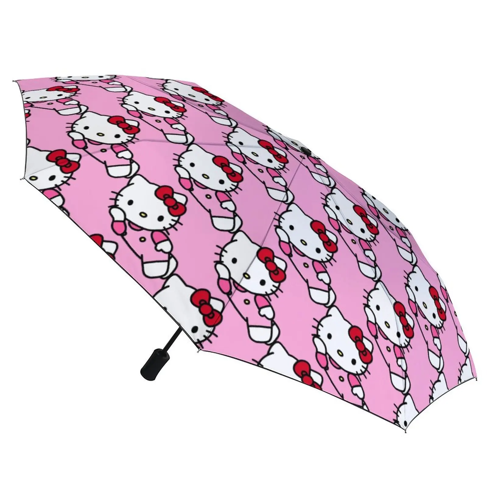 

Japanese Hello Kitty Cute Cartoon Cat Umbrella Shade Sunscreen UV Protection Umbrella Fold Cool 3 Fold Auto Travel Umbrella