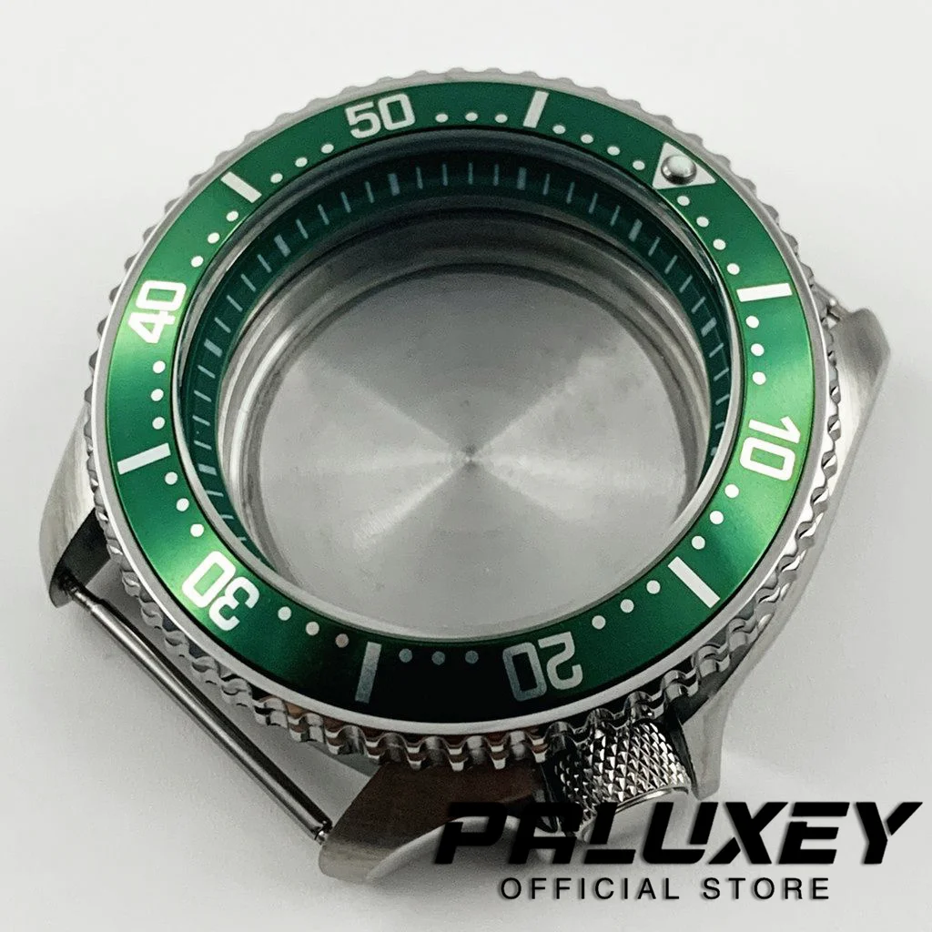 Casing jam tangan cincin hijau 42mm, casing baja tahan karat Titanium Bezel cocok dengan gerakan SKX007 SKX009 NH35 NH36