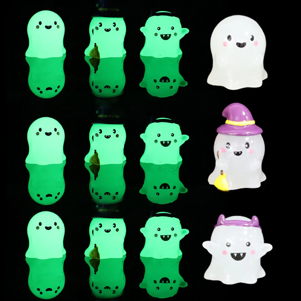 Children Halloween Series Luminous Wizard Ghost Doll Decorative Toys Desktop Micro-landscape Ornaments Resin Jewelry Accessories