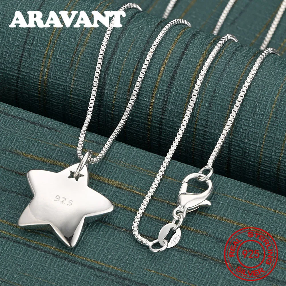 

Ожерелье с подвеской из стерлингового серебра 925 пробы с полированной звездой и звездой - уникальный подарок для женщин, вечерние украшения