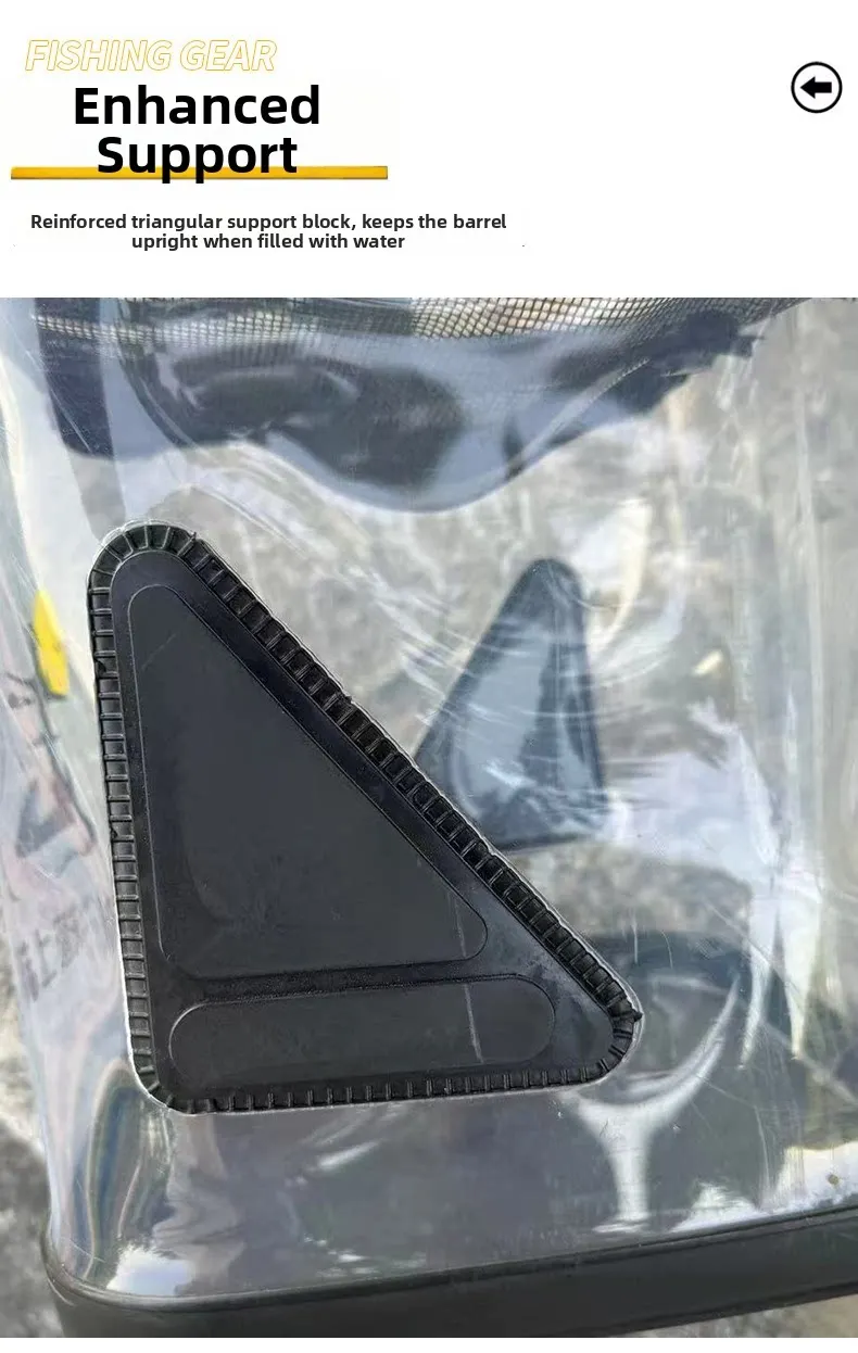 Zusammenklappbarer Transparenter Angeleimer mit 6m Seil & Anti-Sprung-Netz, Robuster Tragbarer Lebendfischbehälter, Outdoor Mini-Fischaufbewahrung – Detail 3