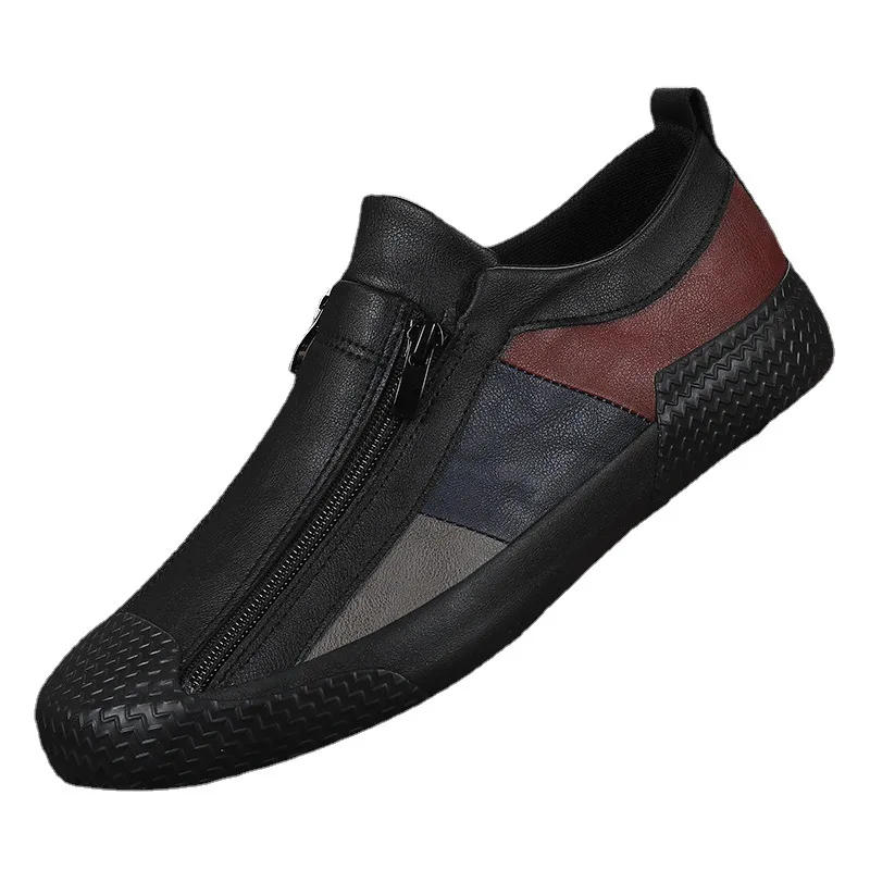 Nuove scarpe da uomo in pelle con cerniera a un passo scarpe sportive Casual traspiranti scarpe da tavola alla moda alla moda e comode