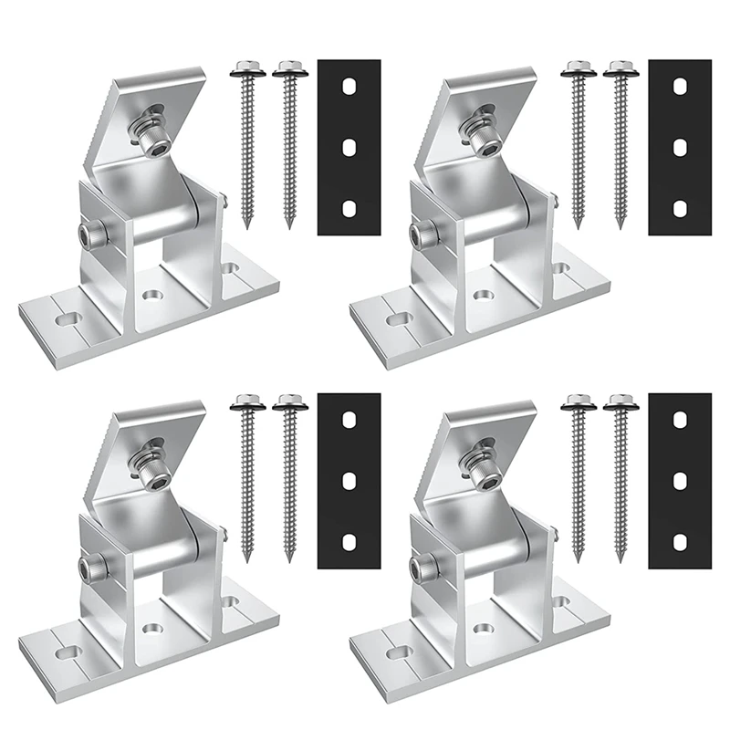 

New 4 Pack Solar Panel Holders, Roof Hooks, 10-60° Attachment Solar Module, Adjustable Pv Module Holder For Solar Panel