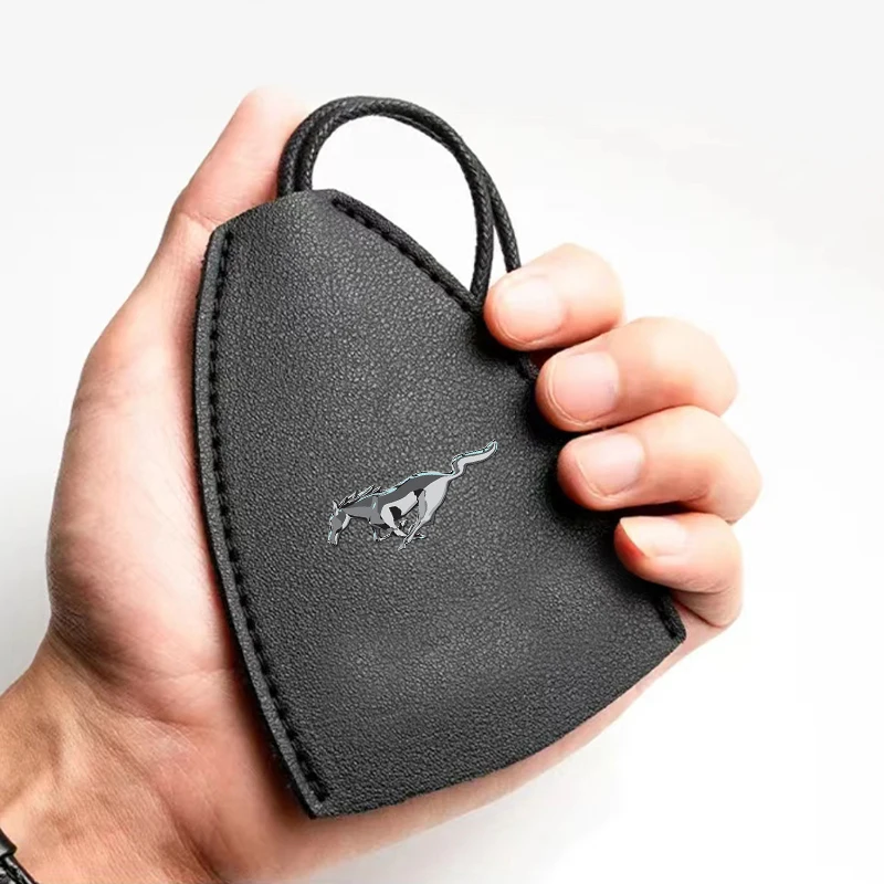 Leather Car Badge Key Cover Case Auto Key Bag Shell Keychain For Ford Mustang F10 Zapatillas Miniatura Hub center cover Shelby
