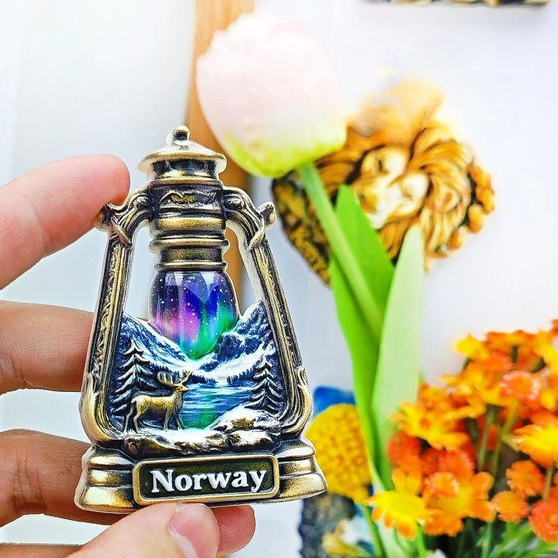 Norway Aurora Fridge Magnet - Magical 3D Oil Lamp Souvenir Unique Arctic Gift for Travel & Cozy Home Decor