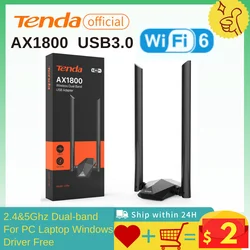 USB WIFI Adapter WiFi 6 AX1800 Dual-Band Tenda Network Card 1800mbps USB3.0 5dBi antennas 2.4&5G Wireless Adapter for PC Laptop