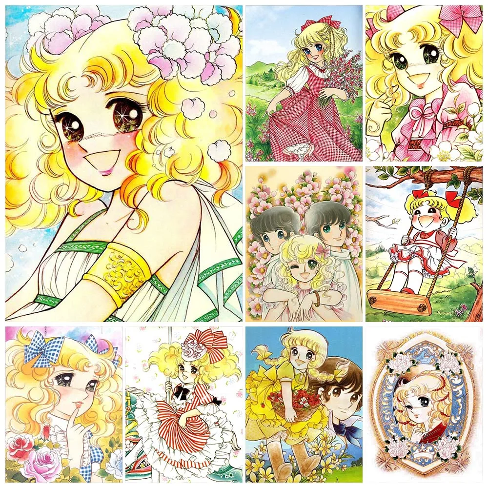 Japanese Anime Candy Candy Girl Flower Art Diamond Painting Kits Beauty Cartoon Comic Children Handwork Gift Home Decor