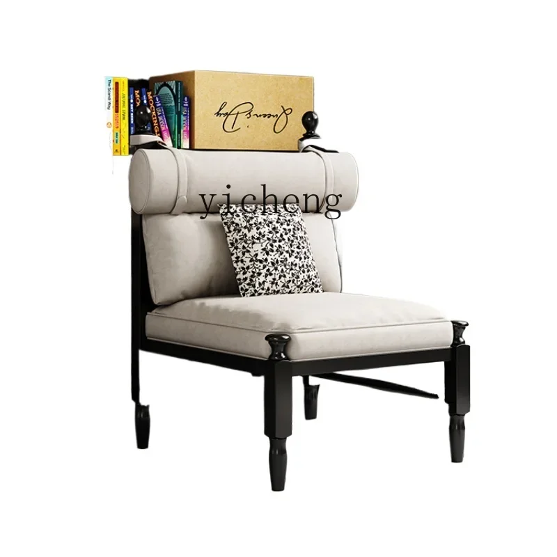 

Antique Style Leisure Chair Classic Leather Sofa Oil Wax Leather Chair Retro Solid Wood Single-Seat Sofa Chair