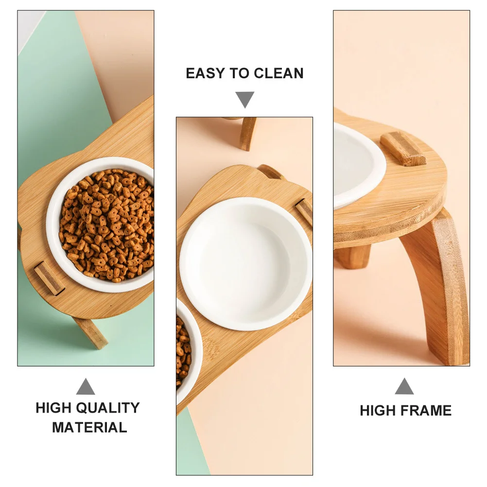 

1Set High Base Cat Bowl Pet Feeder Elevated Design Neck Burden Reducing Comfortable Eating Digestion Aid Pet Bowl