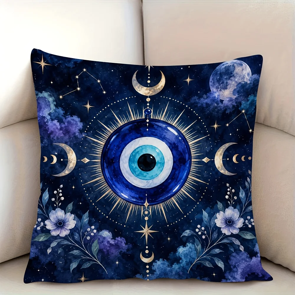 Celestial Eye of Providence Galaxy Dreamcatcher Throw Pillow Boho Astrology Night Sky Decor Cushion
