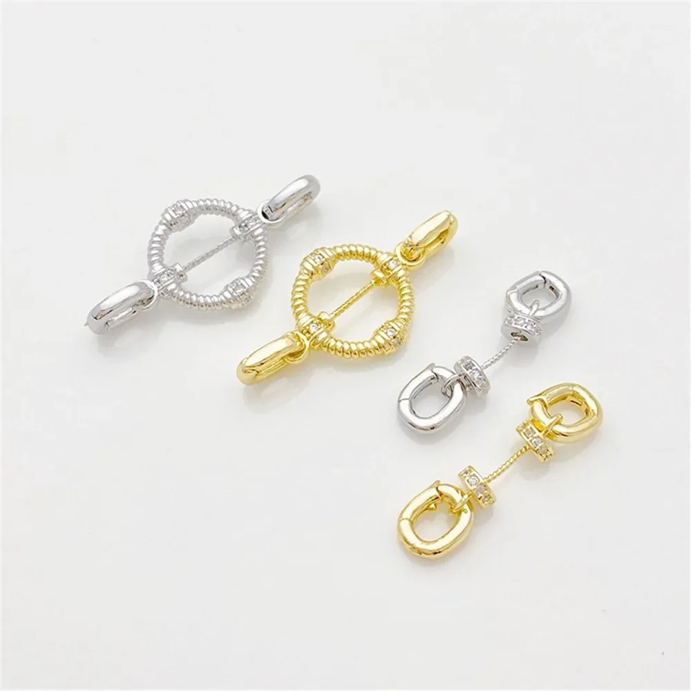 Anillo giratorio de Color dorado de 14K, doble hebilla Universal colgante hecha a mano, pulsera de hilo, collar, accesorios de cierre de conexión