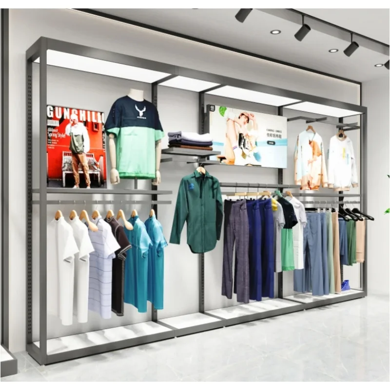custom.Customizable Double-Sided Billboard Clothing Hanger Men's Women's Children's Clothing Steel Rack Metal Display Shel