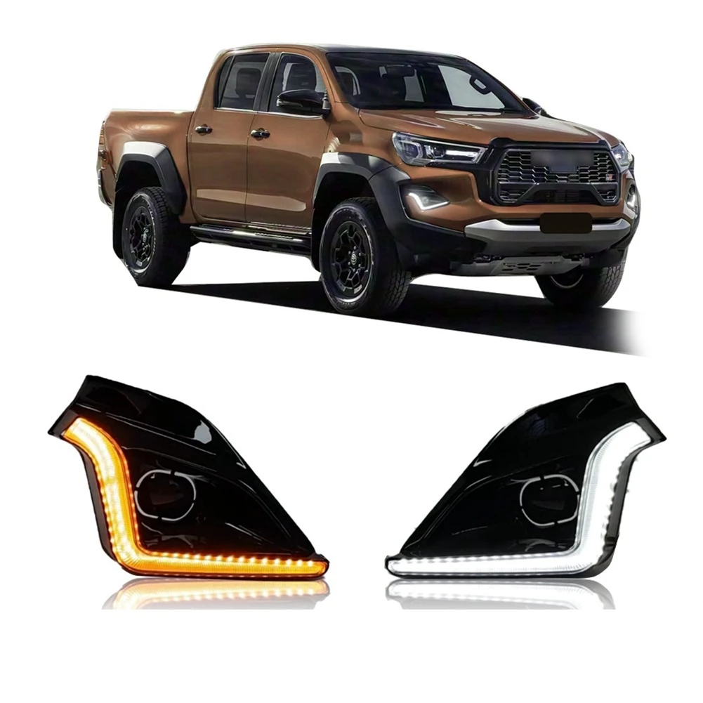 

Reliable-LED Daytime Running Light Fog Light Turn Signal Light White DRL Yellow For Toyota Hilux GR Sport 2023-2026 Accessories
