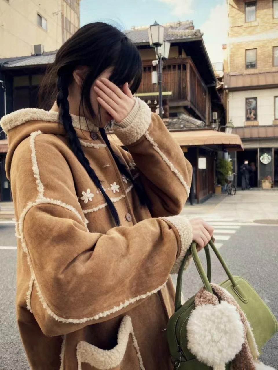 الرجعية المطرزة الفراء ort Jaet المرأة الشتاء فضفاضة الدافئة السائق الجلد المدبوغ معطف الكورية Sle الدفء طول ort Sle #4