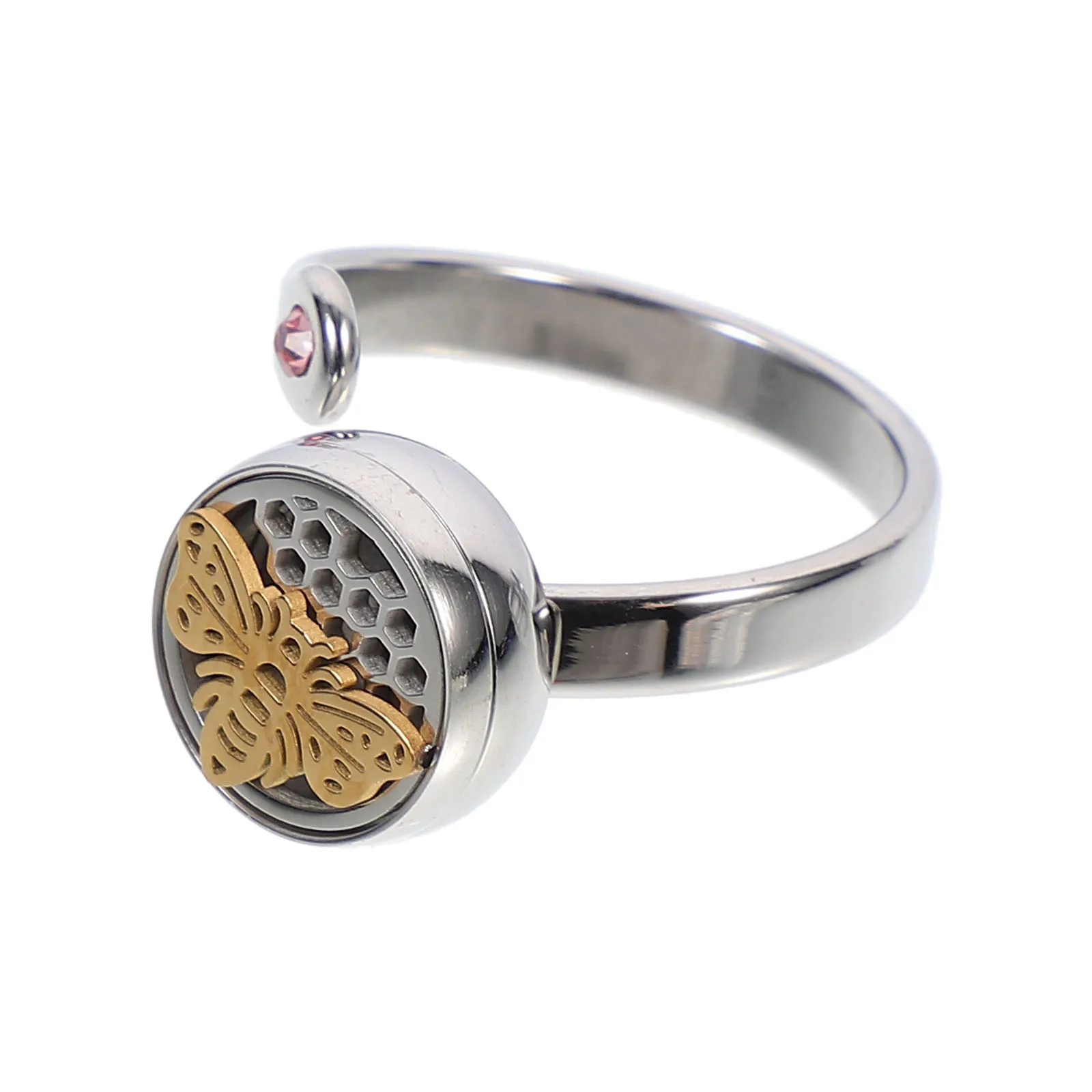 

Aromatherapy Essential Oil Rings Stainless Steel Adjustable Open Finger Rings for Women Gifts Birthday Valentine Party