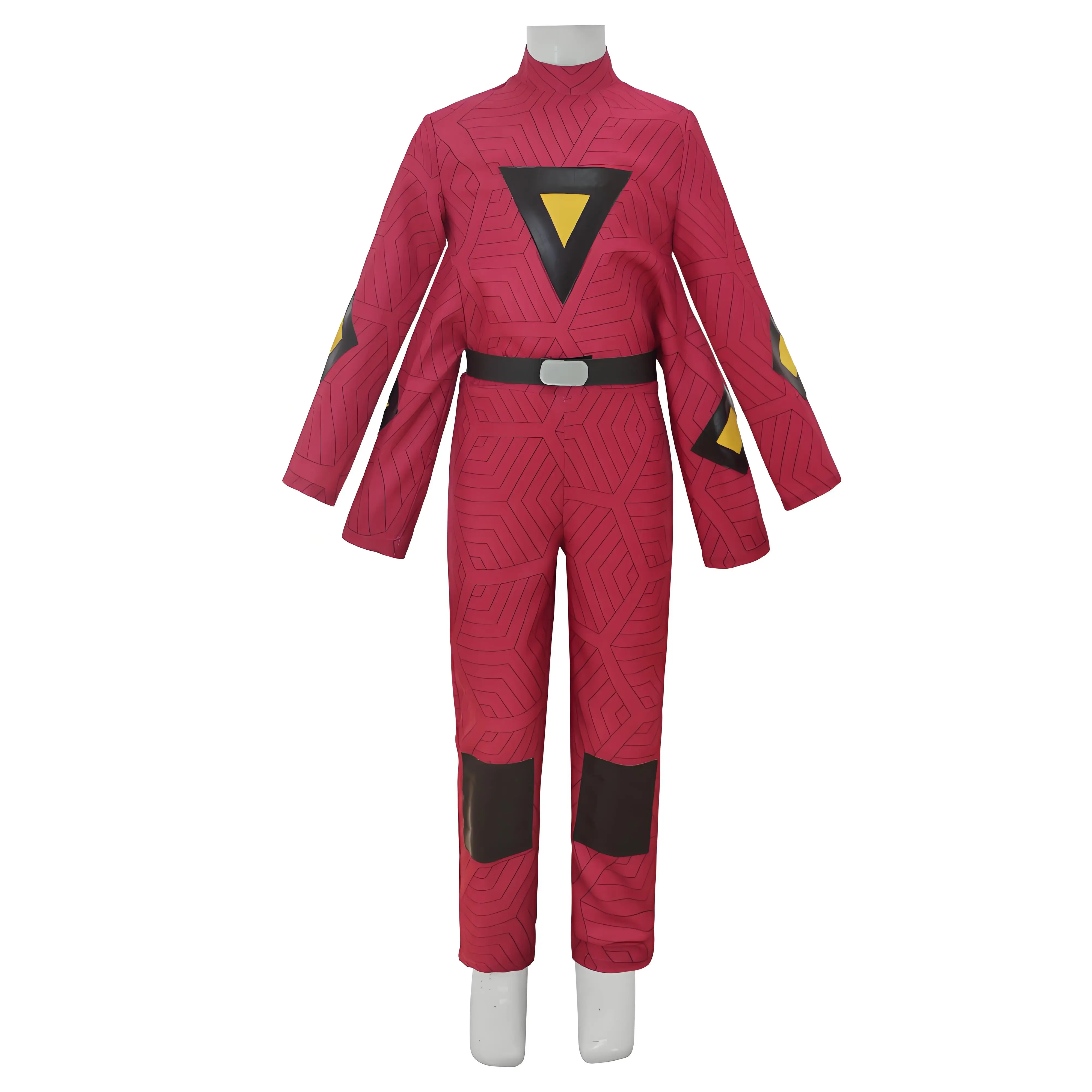 

Anime Cartoon Lilo Stitch Red Jumpsuit For Girls Boys Children Belt Full Set Clothing Halloween Party Costume