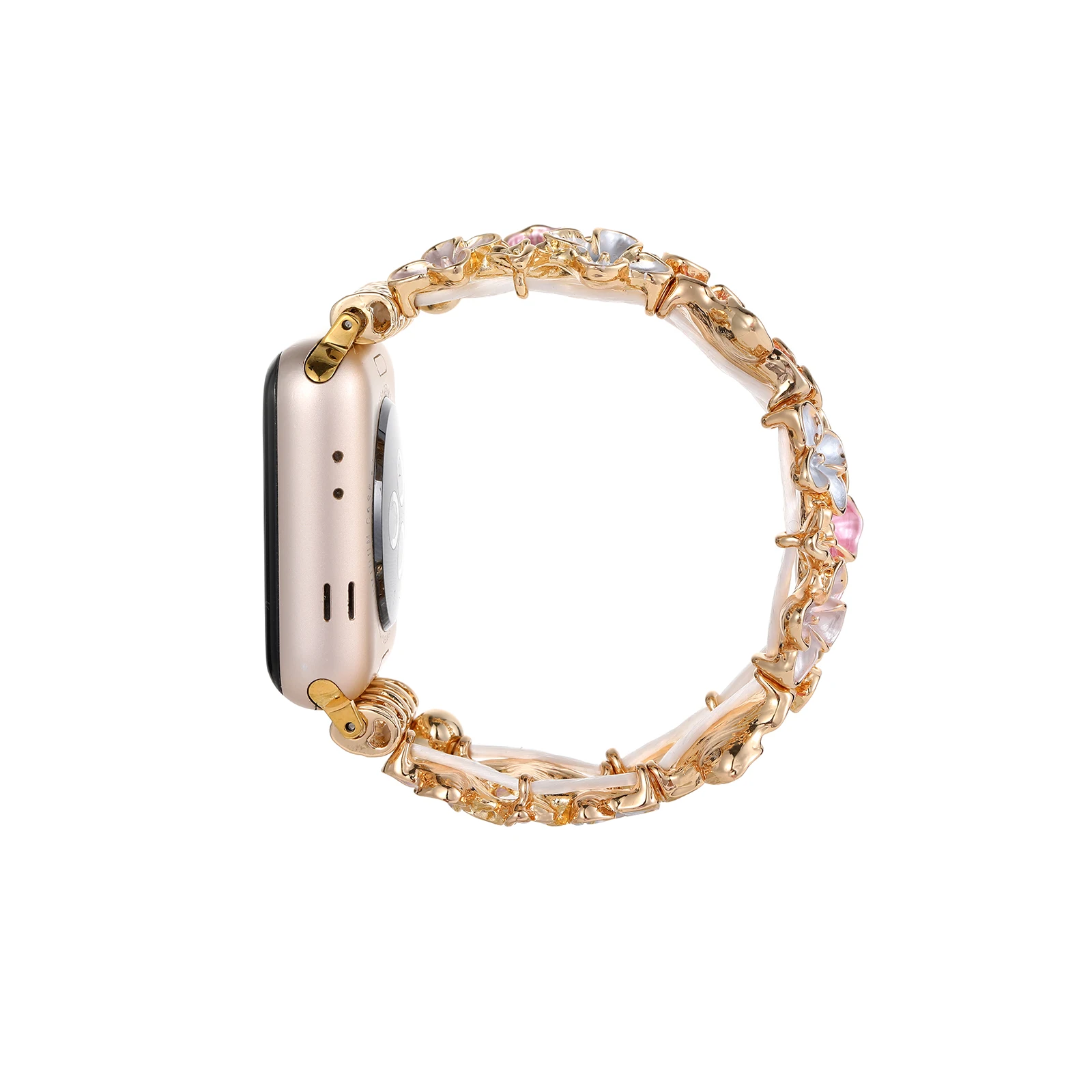 For Apple Watch42 44 45mm Women Strap Elastic Wristband Stereoscopic Flowers Band For iWatch 9 4 2 1 8 7 Se Ultra49mm 38/40/41mm