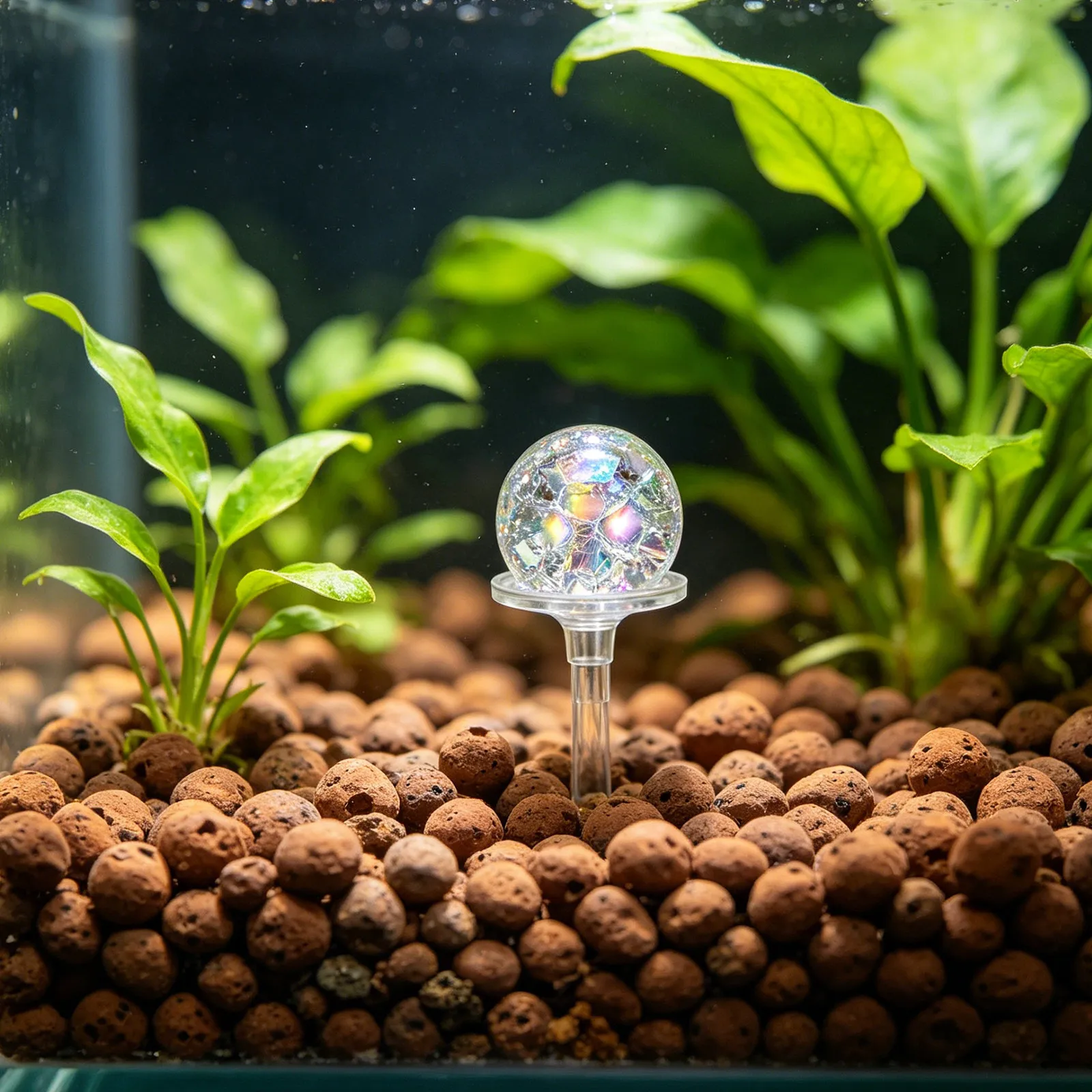 Glass Ice Cracked Balls Crystal Bubble Balls Decorative Sphere Ball Aquarium Decorations Bonsai Rockery Mountain Statue Fish