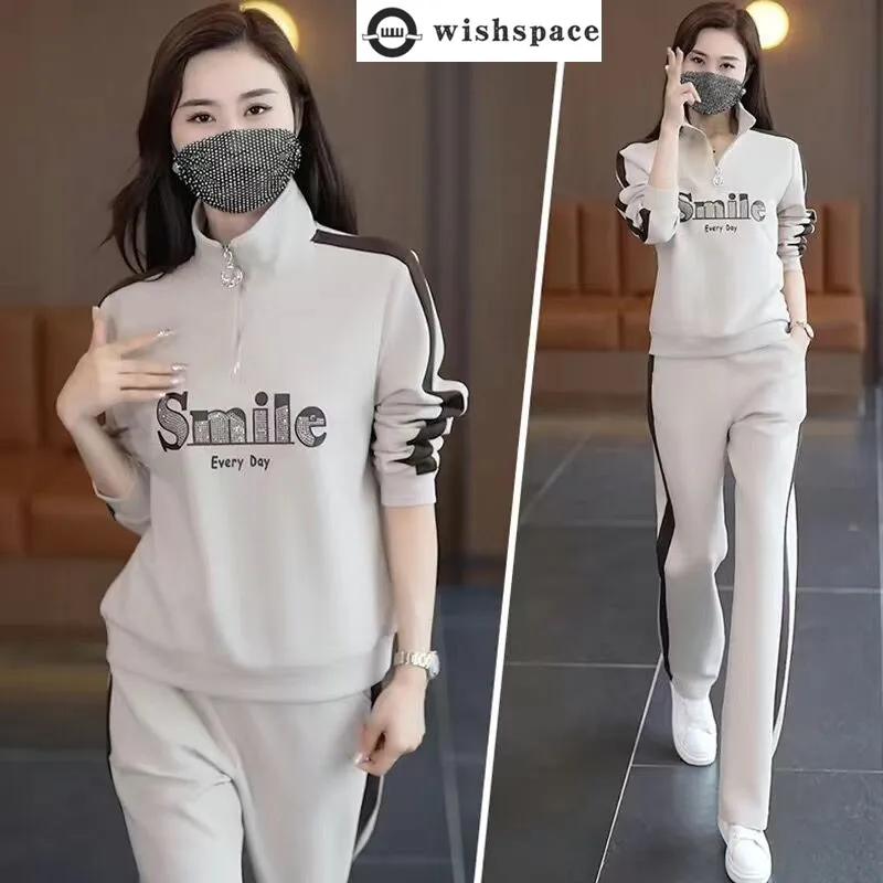 

Fashionable and Casual Women's Set for Spring and Autumn New Styles with a Slimming and Age Reducing Sports Two-piece Set