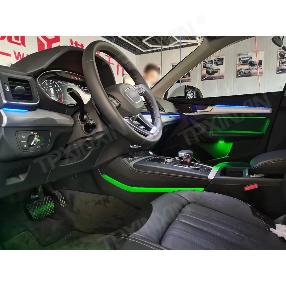 

Atmosphere Light LED Display For Audi Q5 2018 2019 2020 APP Control Auto Interior 64 Color Displayer Adjustment Original Navi