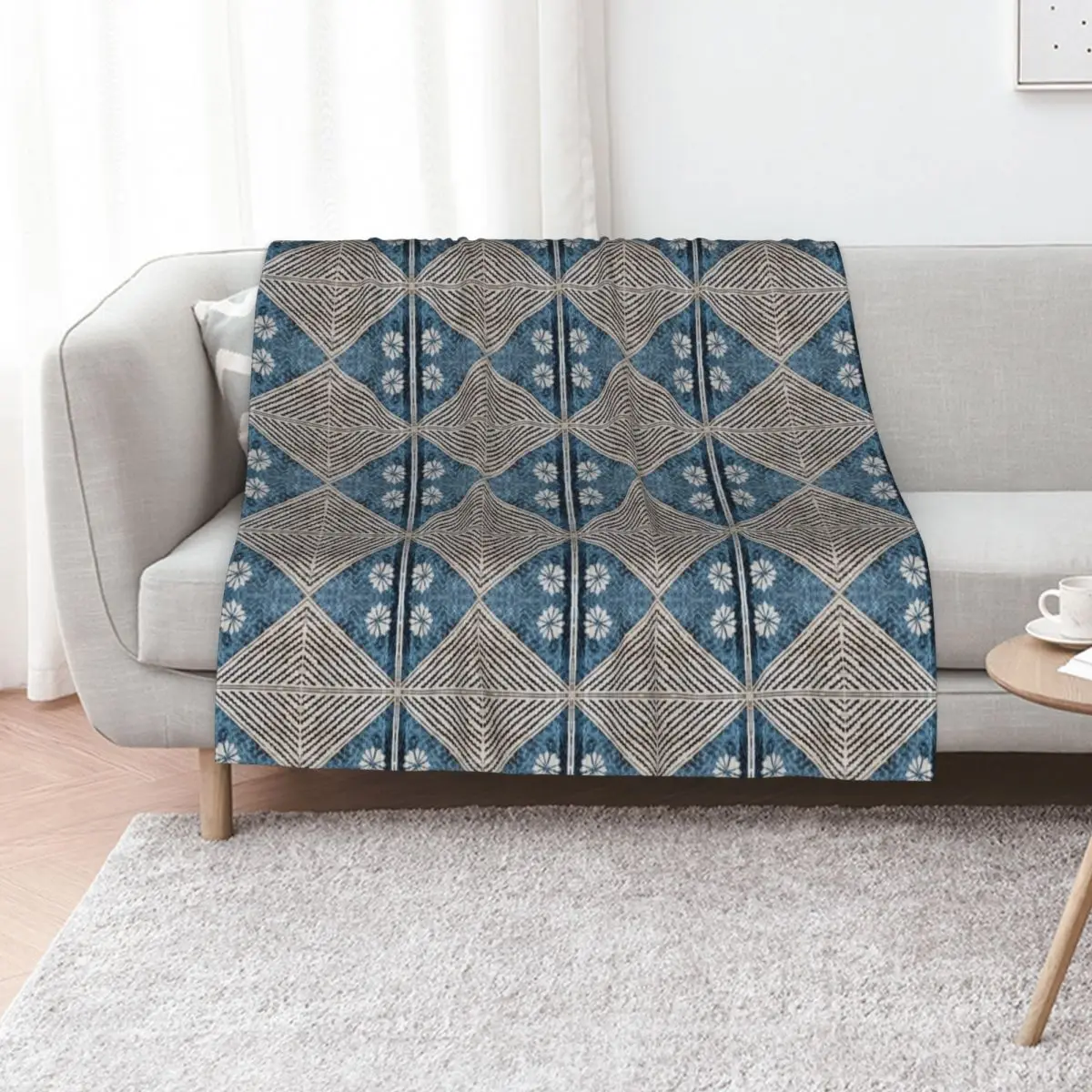 Fijian Tapa Cloth 68 by Hypersphere Throw Blanket Summer Cool Breathable Blanket for Sleeping
