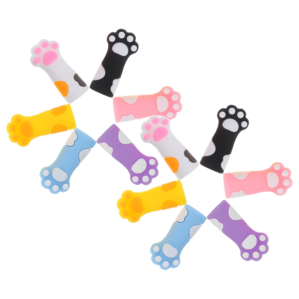 12 Pcs Cat Paw Pencil Cap Cute Caps Toppers Pattern Tip Protectors Covers Bracket