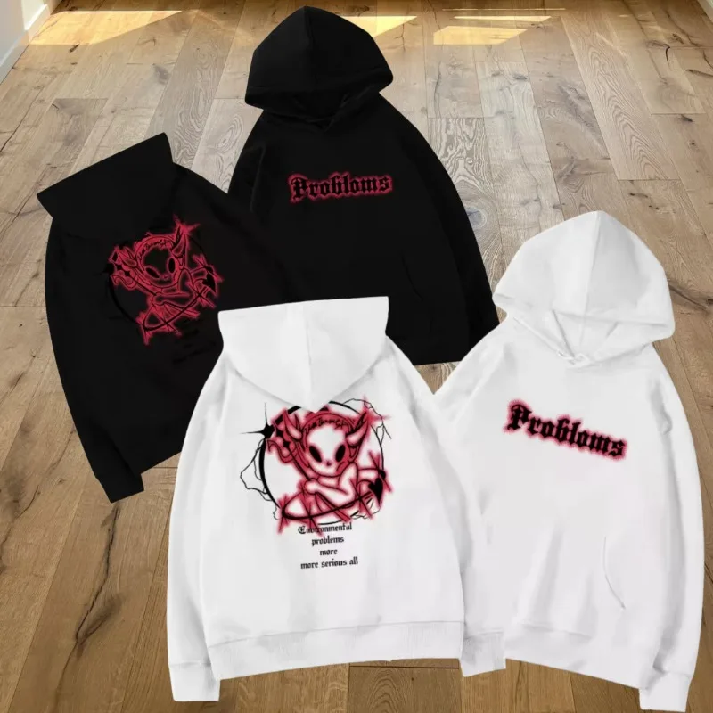 

2025 First Autumn/Winter New Collection American Design Creative Printed Warm Loose Hooded Long Sleeve Men's and Women's Hoodies