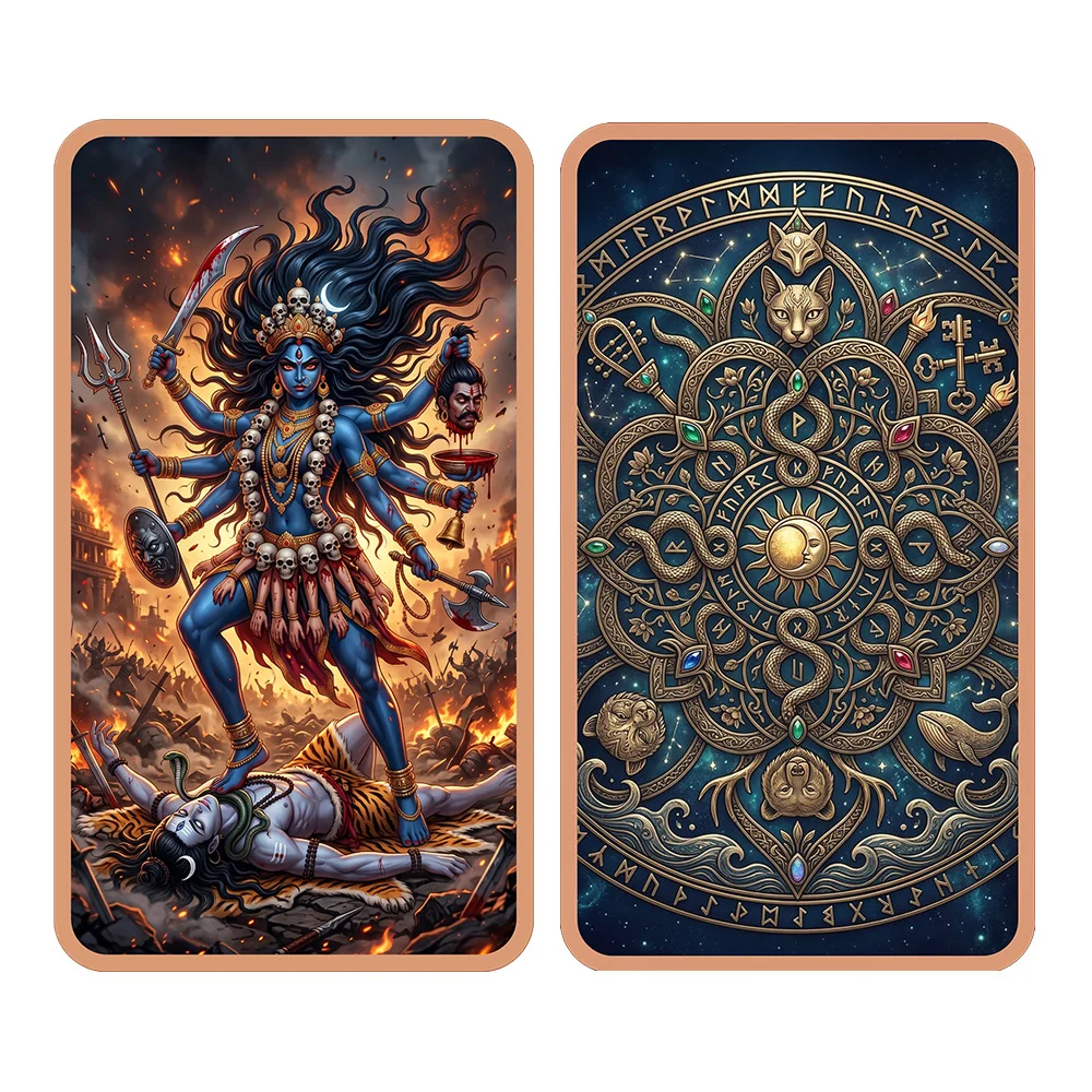 1 oz .999 Fine Copper BarKali Maa with Trident & Sword Hindu Mythology Art Pure Copper Bar Color Print  Bullion Bar