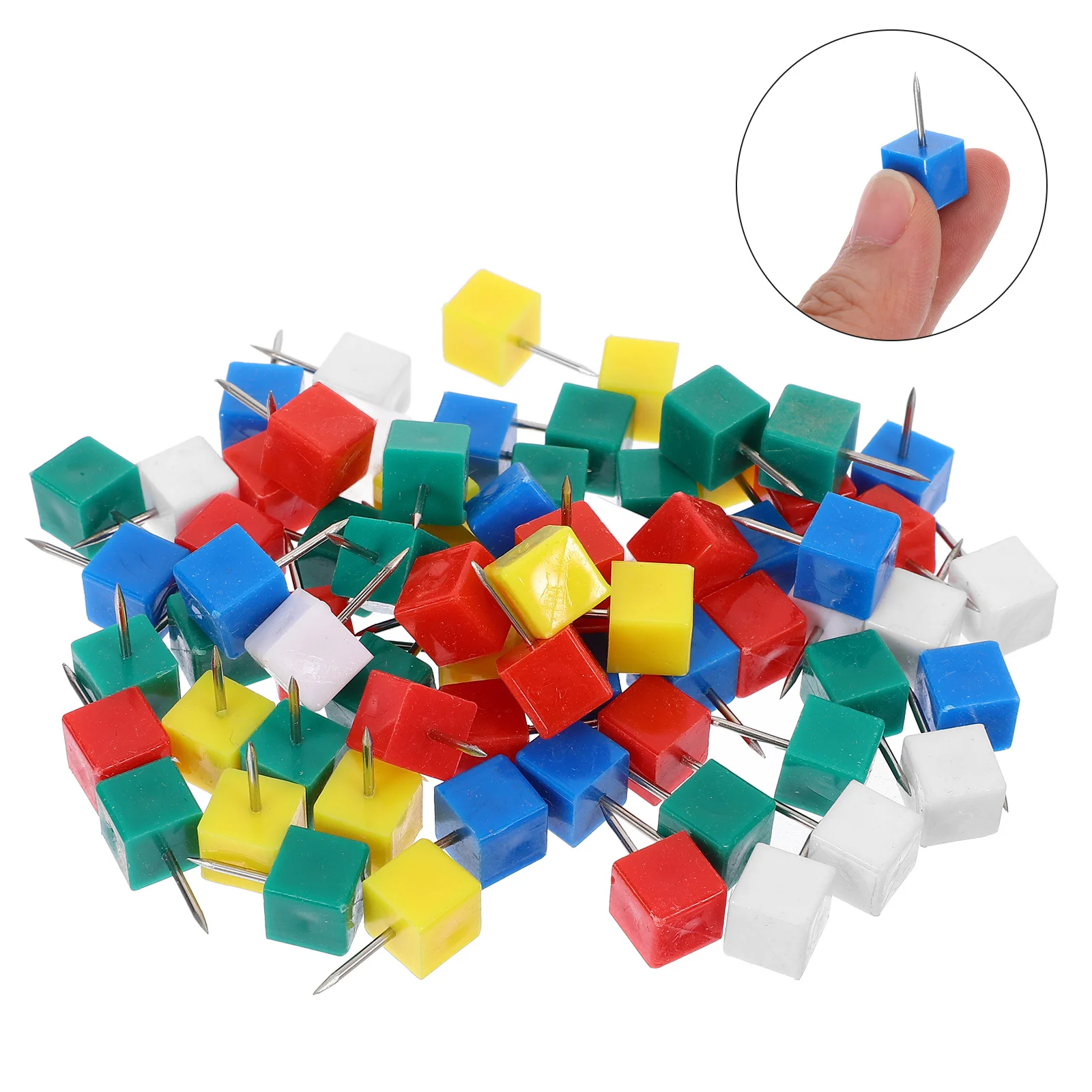 

100Pcs Multi-Colored Square Head Push Pins Colorful Map Pins for Bulletin Boards Office Tack Plastic Push Pin