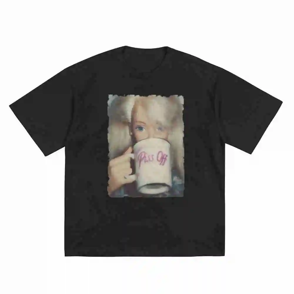 Funny Doll Face Meme Shocked Unhinged Inappropriate Viral Internet Cringy Short Sleeve Tee 100% Cotton T-Shirt