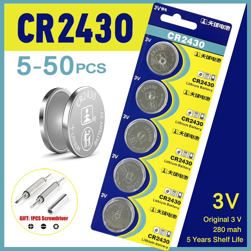 

5-50 шт. CR2430 3 В литиевая батарея CR 2430 DL2430 BR2430 кнопочная батарея типа «таблетка» для брелока, часов, будильника, пульта дистанционного управления