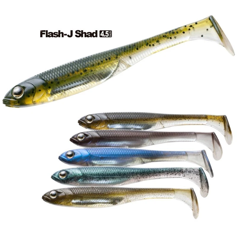 Original Flash-J Shad 4.5″ T Tail Soft Bait Fishing Lure 11cm 12g Swimbaits For Flounder Sea Bass Salmon Pike Trout