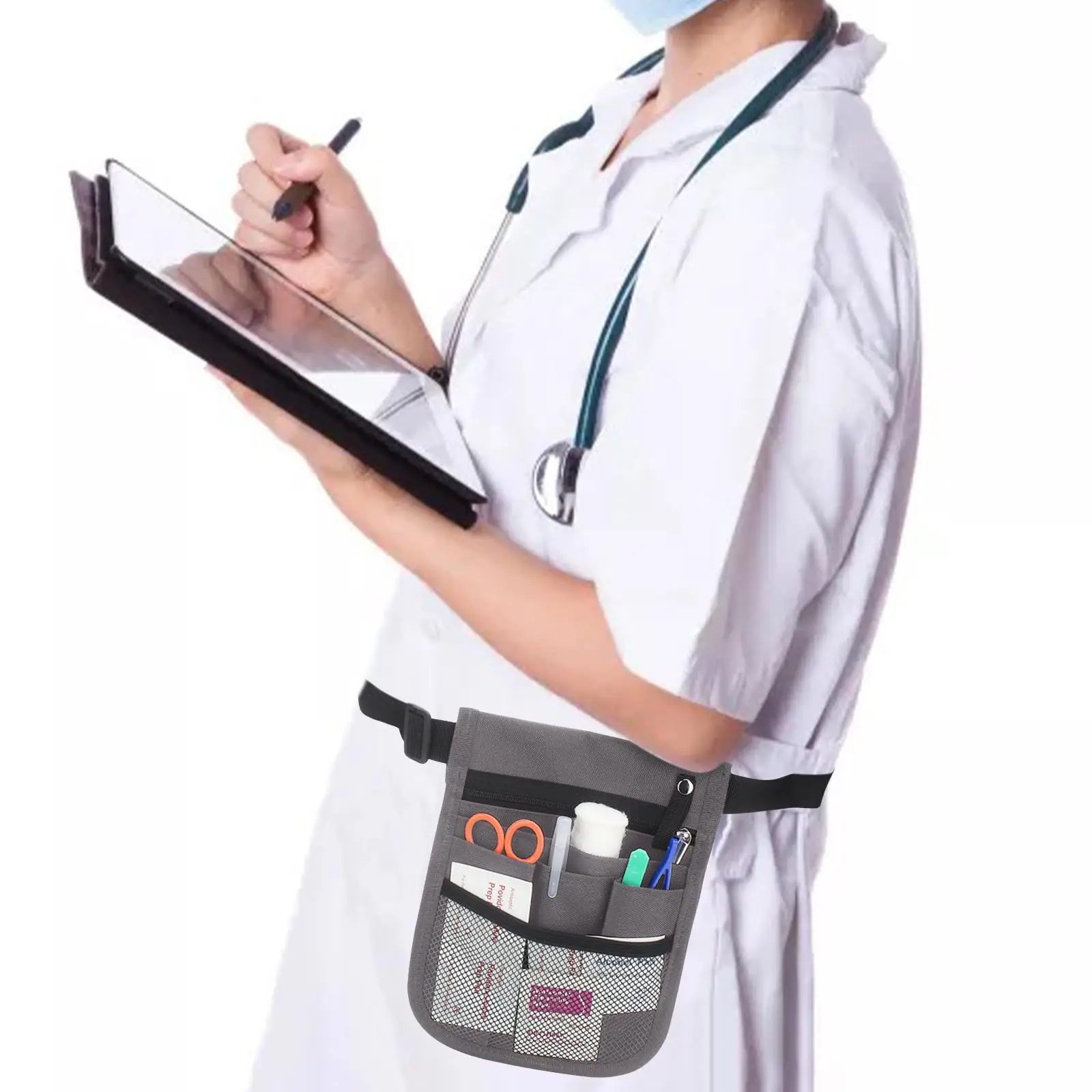 Nurse Pouch Fanny Pack Nursing Waist Bag Medicals Organizer for Managers Gray