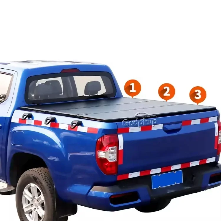 

pickup truck bed cover aluminum Hard tri-fold hilux tonneau for Jeep gladiator ranger jac t6 t8 honda ridgeline