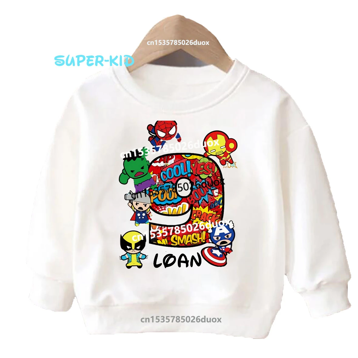 New Autumn Winter 2 3 4 5 6 7 8 The Avengers Birthday Personalize Name Boy Hoodies Marvel SuperHero Personalize Girl Sweatshirt