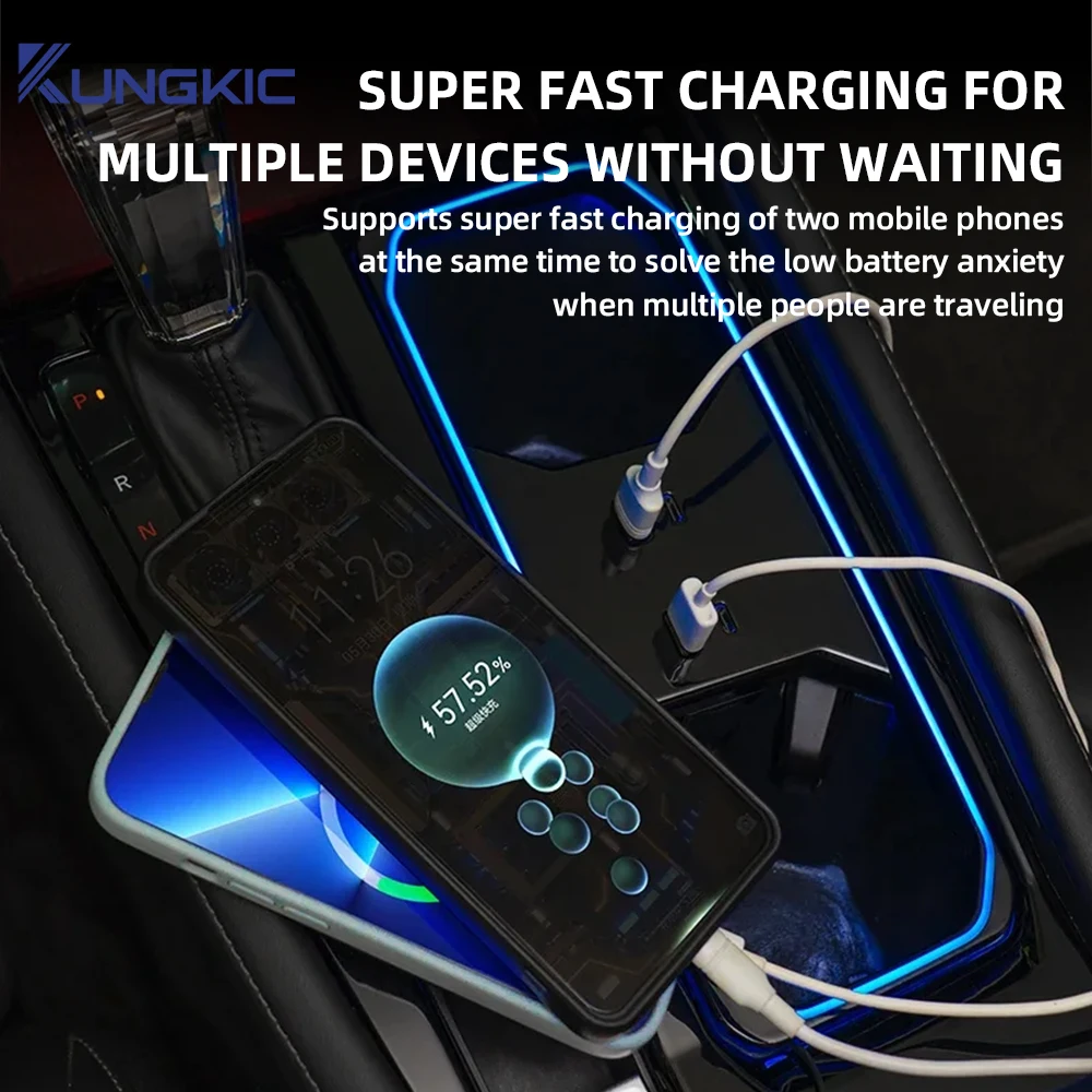 Para honda accord 11th gen 2023 2024 2025 docking station 45w carregador rápido usb shunt hub divisor de energia tipo-c carregador