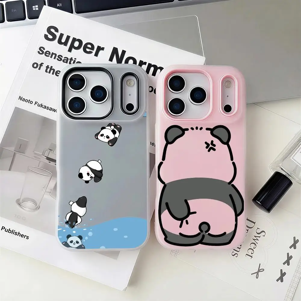 

Милый чехол для телефона с пандами 2-в-1: съемный прозрачный чехол со слотом для карт и фотографий для iPhone 12-17