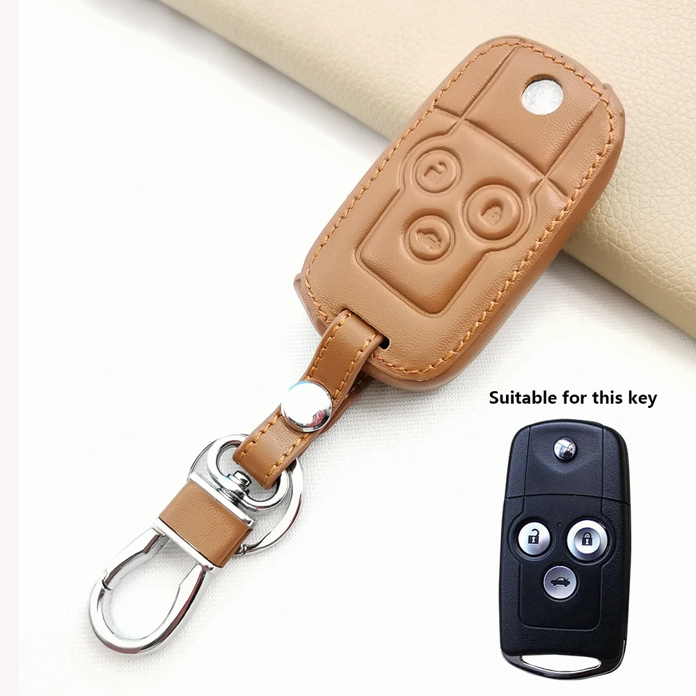 100% Leather Key Chain Cover Case Holder for Honda Accord Civic CRV HRV Pilot Insight Jazz Fit Freed Odyssey Vezel Protect Shell