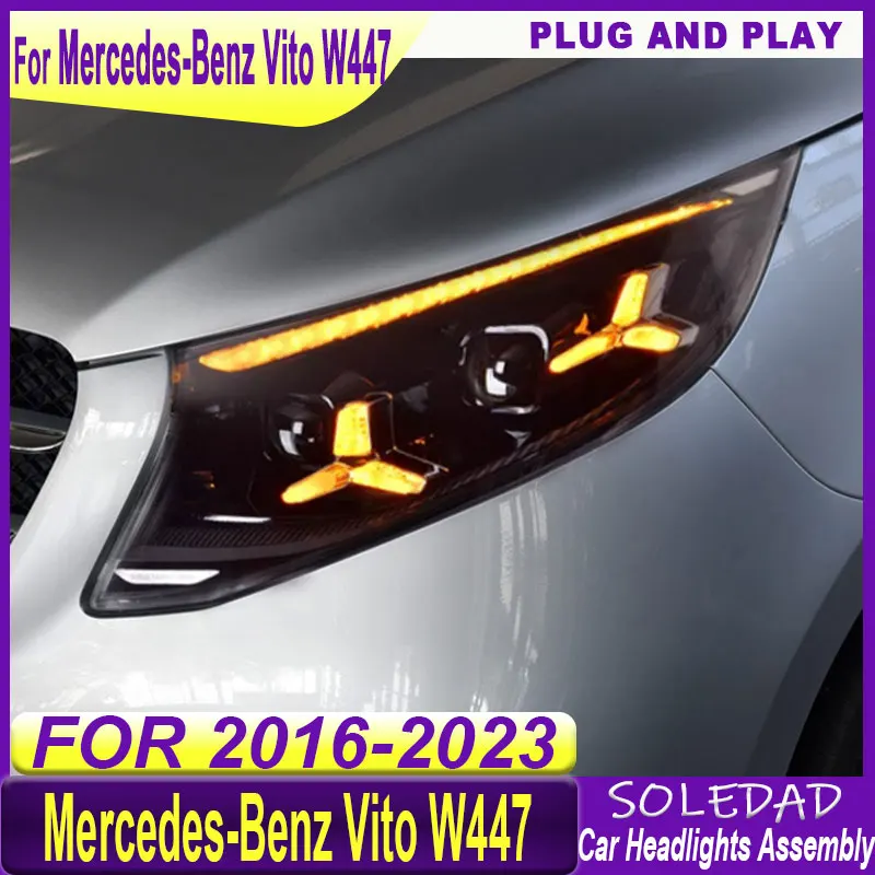 Car For Benz Vito W447 Headlight 2016 2017 2018 2019 2020 2021 2022 2023 Upgrade Modified to New DRL Dynamic Turn Signal LED