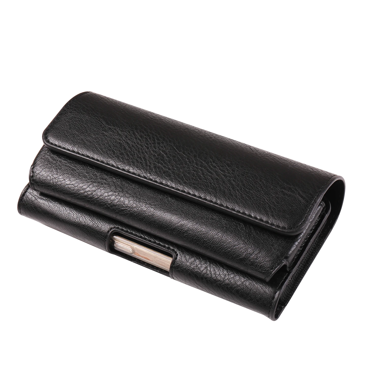 Horizontal Style Mobile Phone Wallet for Men with Card Slot Belt Decoration Magnetic Buckle Closure PU Leather Wallet for App...