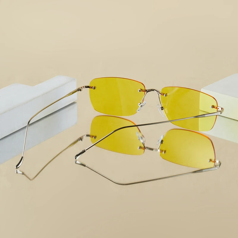 1Pc Men's Fashion Glasses New Retro Trendy Metal Frameless Y2K Music Festival Street Style Stylish Men's Decoration Suitable for