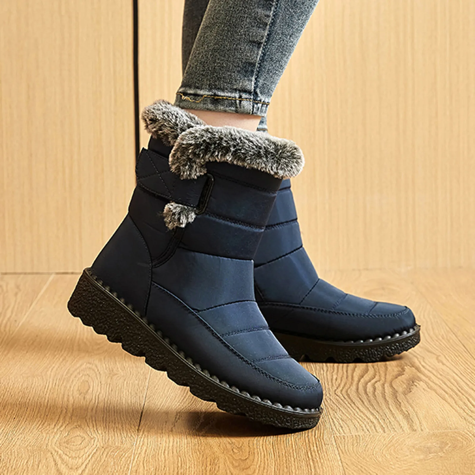 

Waterproof Winter for 2024 New Faux Fur Long Platform Snow Warm Cotton Couples Shoes Plush Woman Ankle Boots