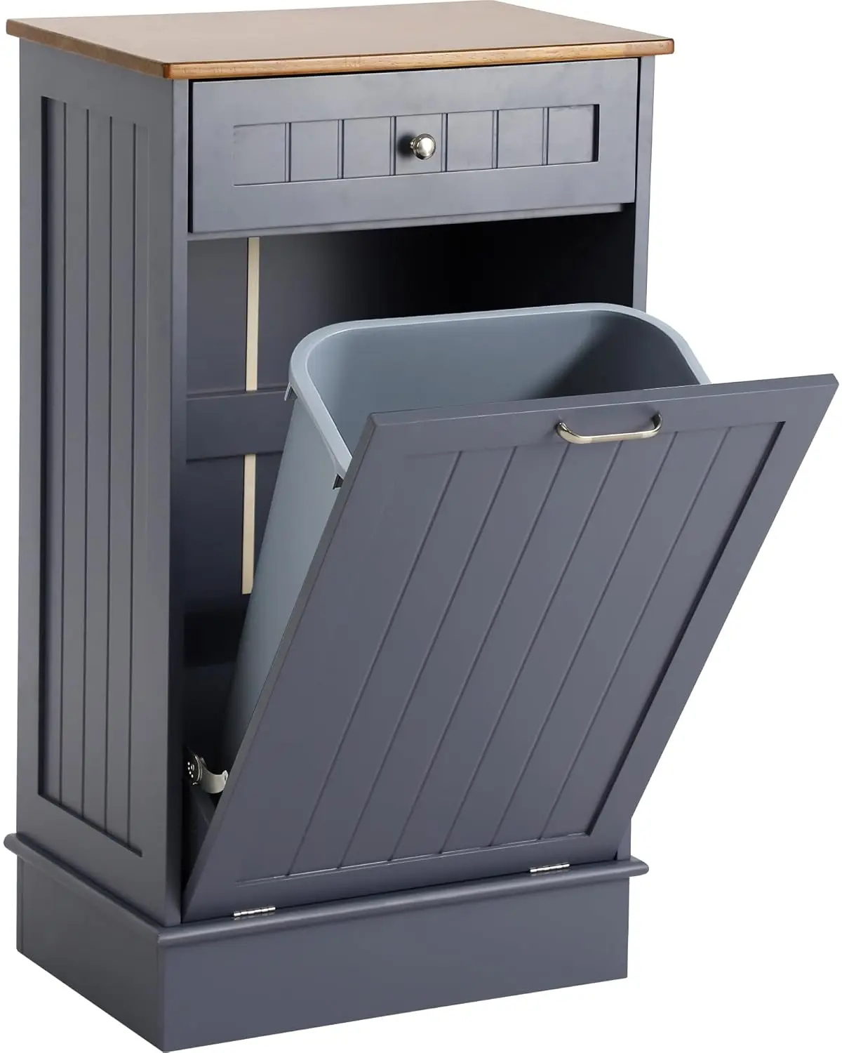 Tilt Out Trash Bin Cabinet Dog Proof Trash Can Holder Kitchen Island Without Garbage Bin or Tilt Out Laundry Hamper Gray-Blue